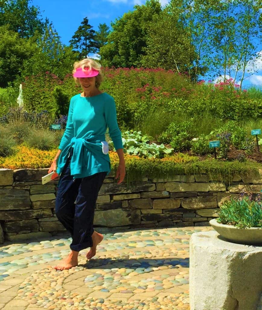 An Intuitive astrologer walks in a labyrinth, like exploring the soul's depths.