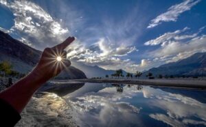 Perfect reflection of sky and sea represents as above, so below.